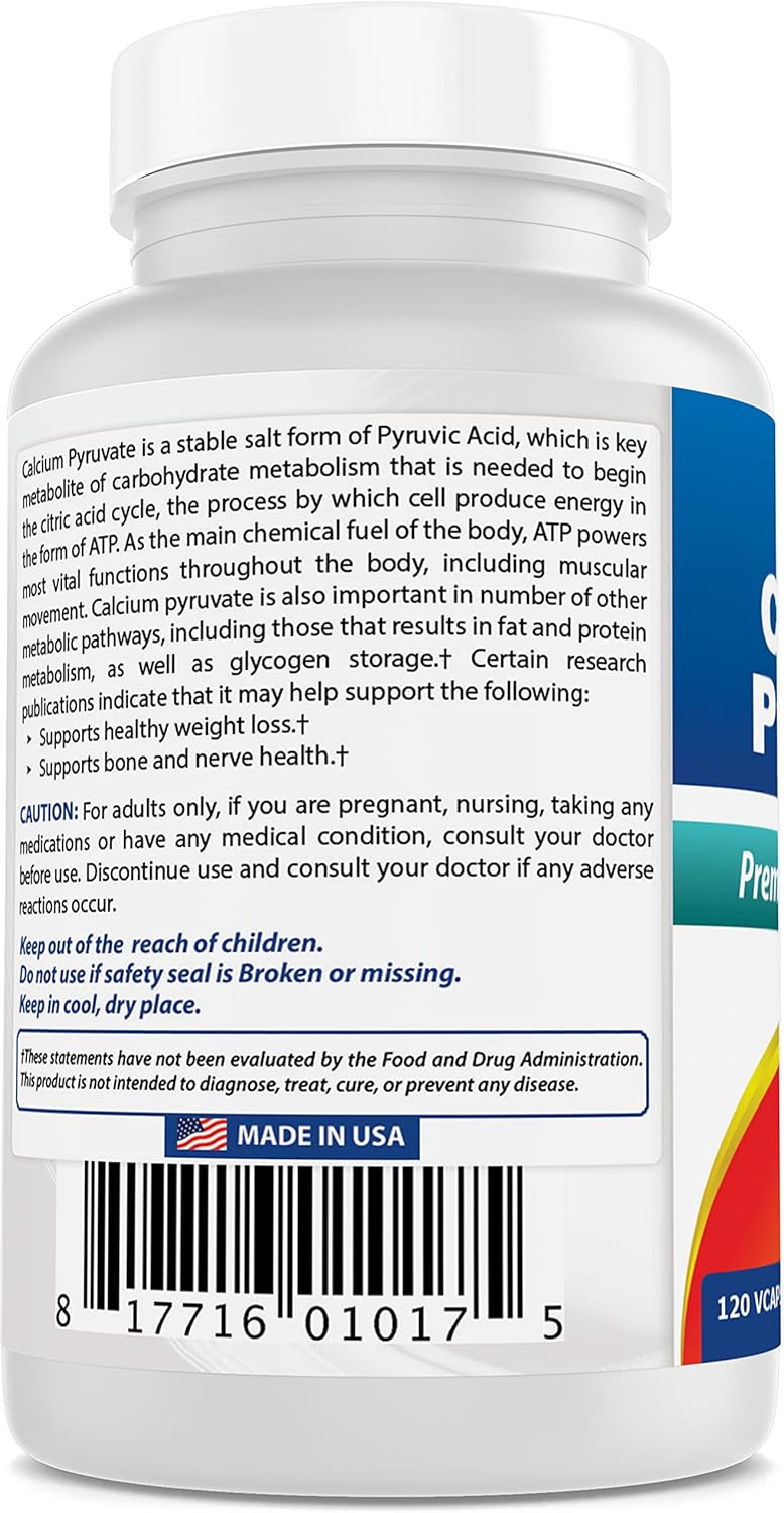 3-Pack Best Naturals Calcium Pyruvate 750mg - 120 Capsules per Bottle