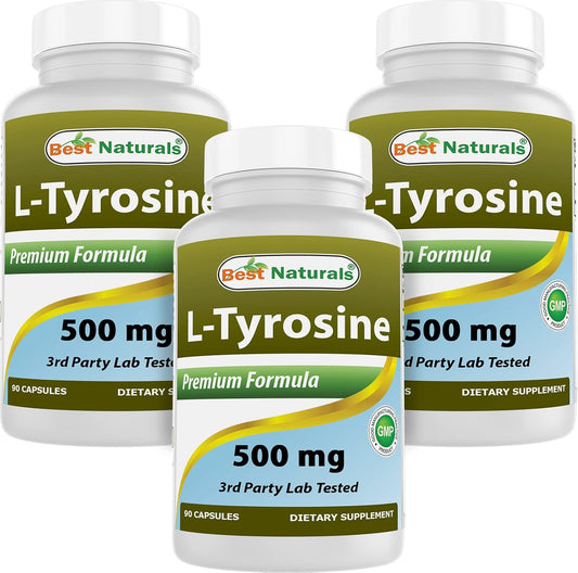 3-Pack Best Naturals L-Tyrosine 500 mg 90 Capsules - 270 Capsules in Total