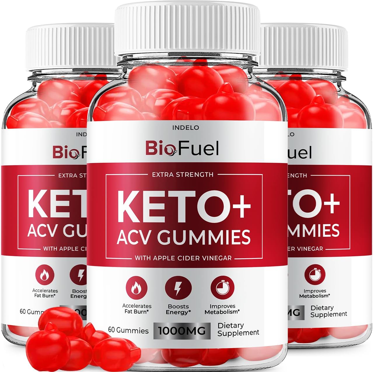 3 Pack Bio Fuel Keto ACV Gummies - Advanced Formula for Weight Management - Apple Cider Vinegar Supplement for Men and Women (180 Gummies)