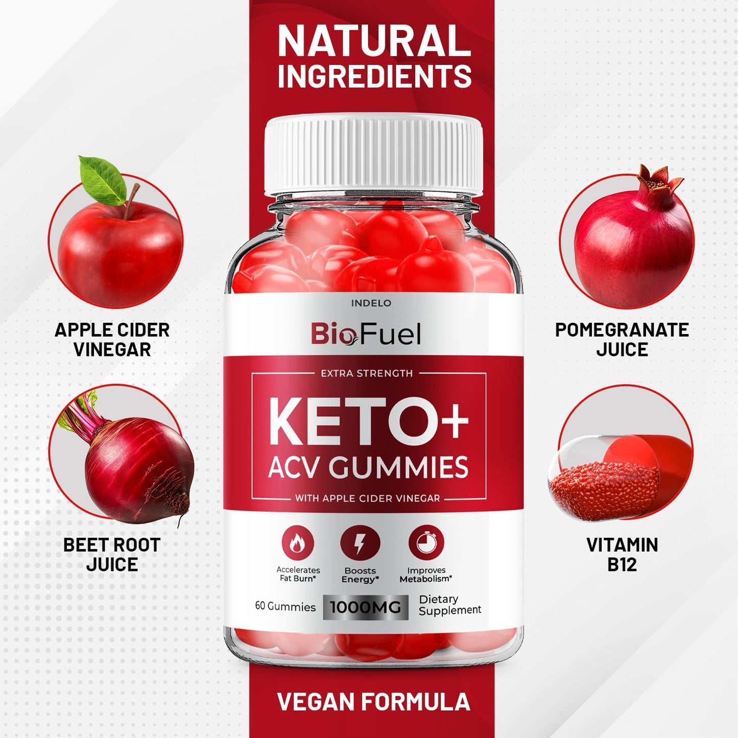 3 Pack Bio Fuel Keto ACV Gummies - Advanced Formula for Weight Management - Apple Cider Vinegar Supplement for Men and Women (180 Gummies)