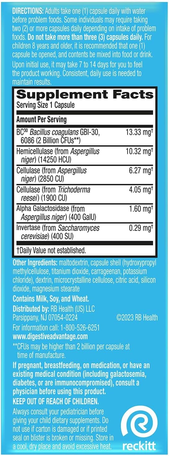 3 Pack Digestive Advantage Fast Acting Enzymes + Daily Probiotic Capsules - Prevent Gas & Aid in Food Breakdown - 32 Count