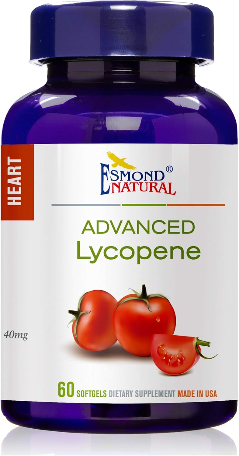 3-Pack Esmond Natural Advanced Lycopene Softgels - Supports Prostate & Heart Health - 40mg, 180 Count - GMP Certified - Made in USA