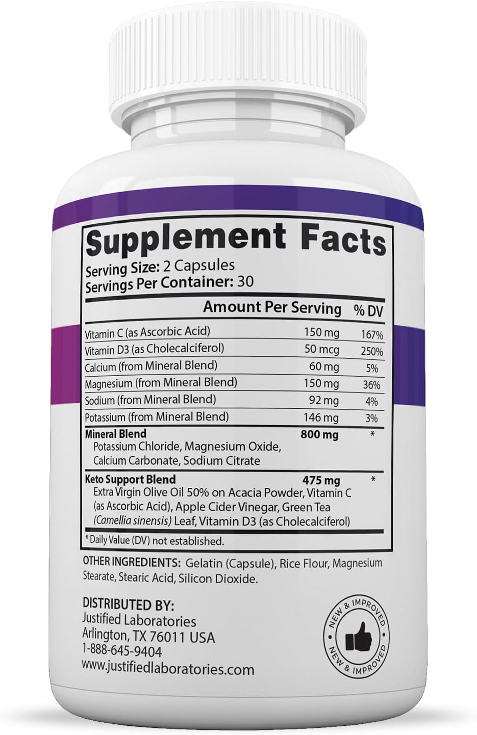 3 Pack F1 Keto Pills 1275MG with Apple Cider Vinegar, Olive Oil, Green Tea - 180 Capsules by Justified Laboratories