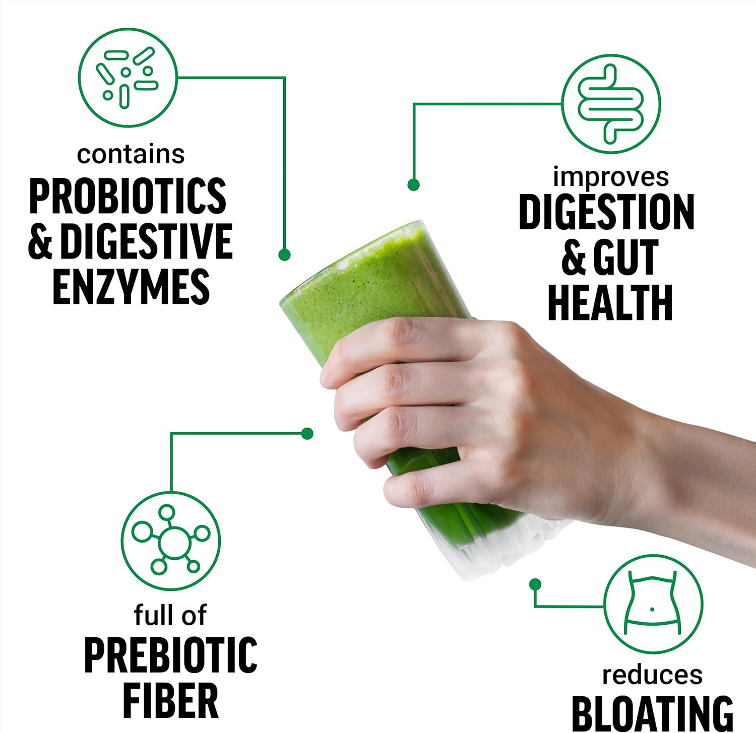 3-Pack Force Factor Smarter Greens Superfoods Powder - Supports Digestion, Immunity, Energy - Probiotics, Enzymes, Antioxidants, Fiber - 90 Servings