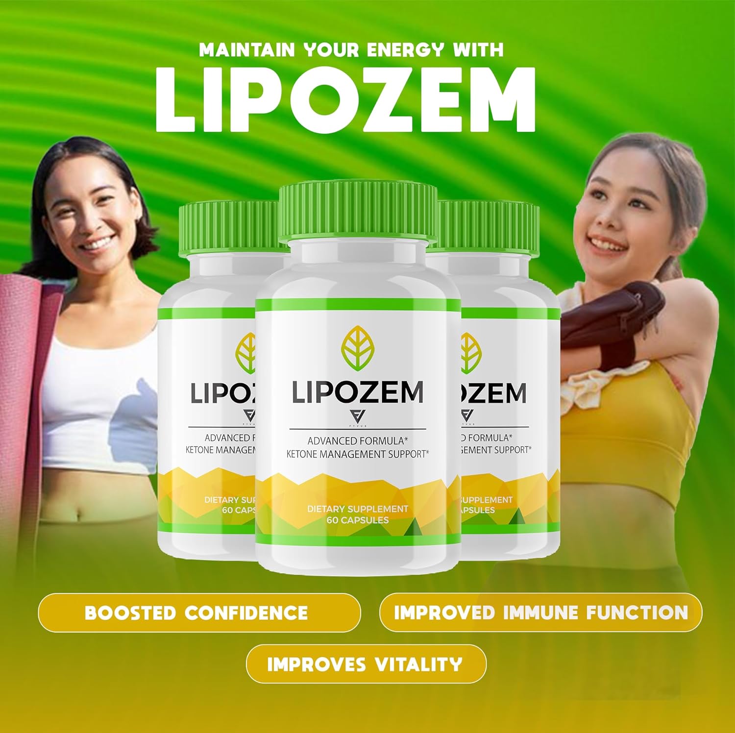 3 Pack Fyvus Keto Capsules for Advanced Strength Health & Wellness Support - Lipo Zem Plus Maximum Keto Formula (180 Capsules)