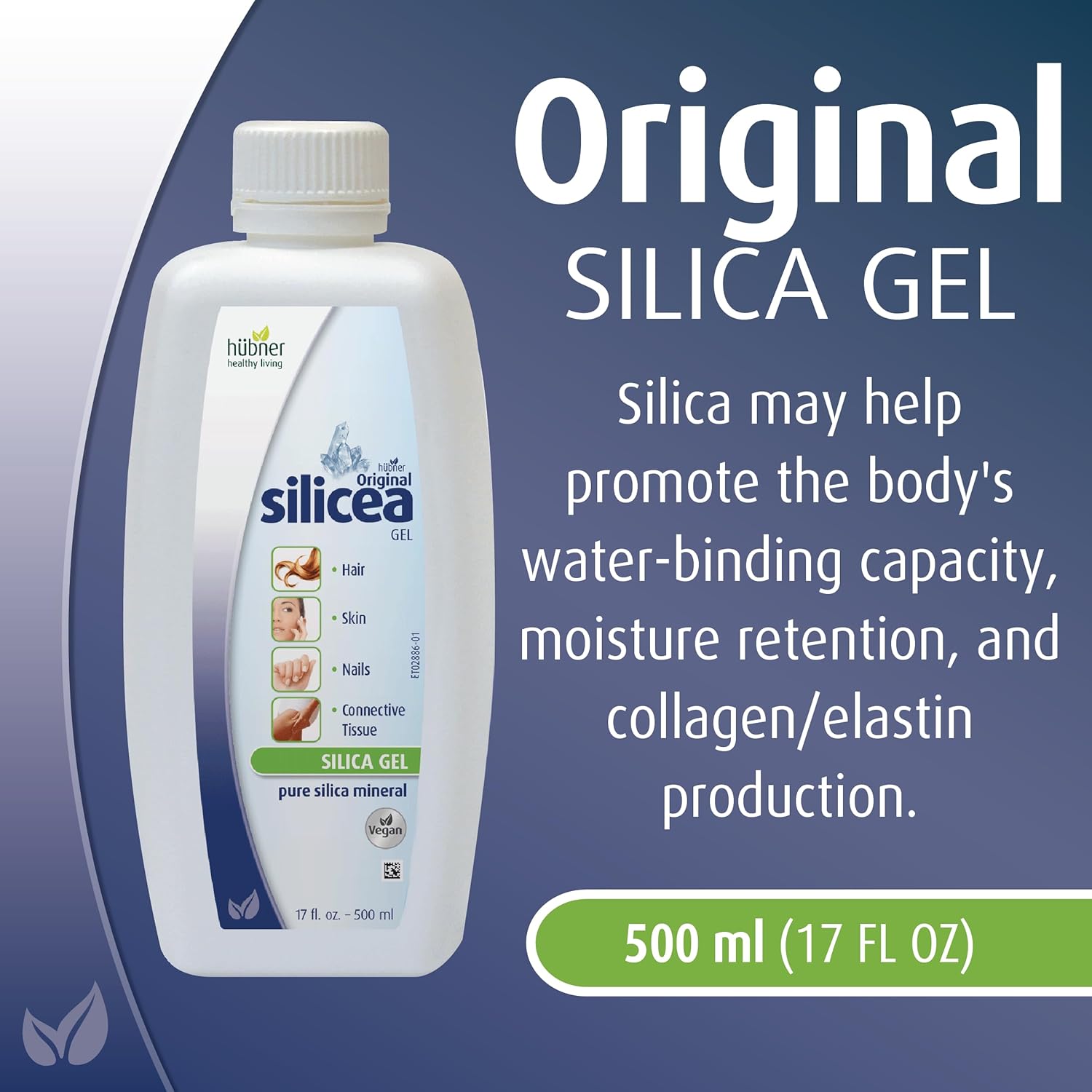 3 Pack Hubner Original Silicea Gel 17 fl oz - 500 ml for Hair, Skin, Nails & Connective Tissue - Pure Colloidal Silica Gel Formula with No Additives