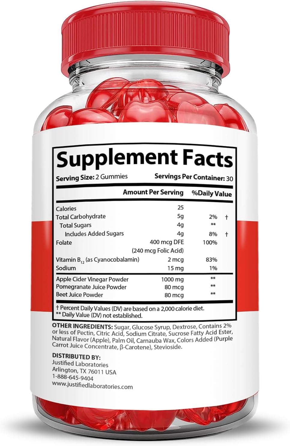 3 Pack Justified Laboratories Rapid Lean Keto ACV Gummies - 1000MG Advanced Formula with Apple Cider Vinegar and Pomegranate Beet Juice Powder - B12 Vegan Non GMO - 180 Gummys