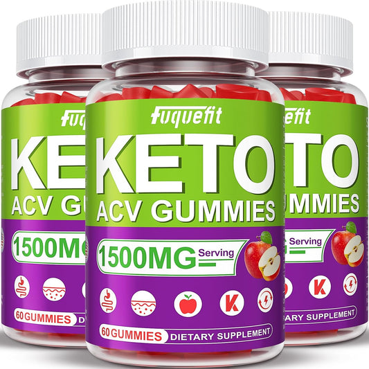 3 Pack Keto ACV Gummies with B12 & Pomegranate Beet Juice - Non GMO Vegan Formula (180 Gummies)
