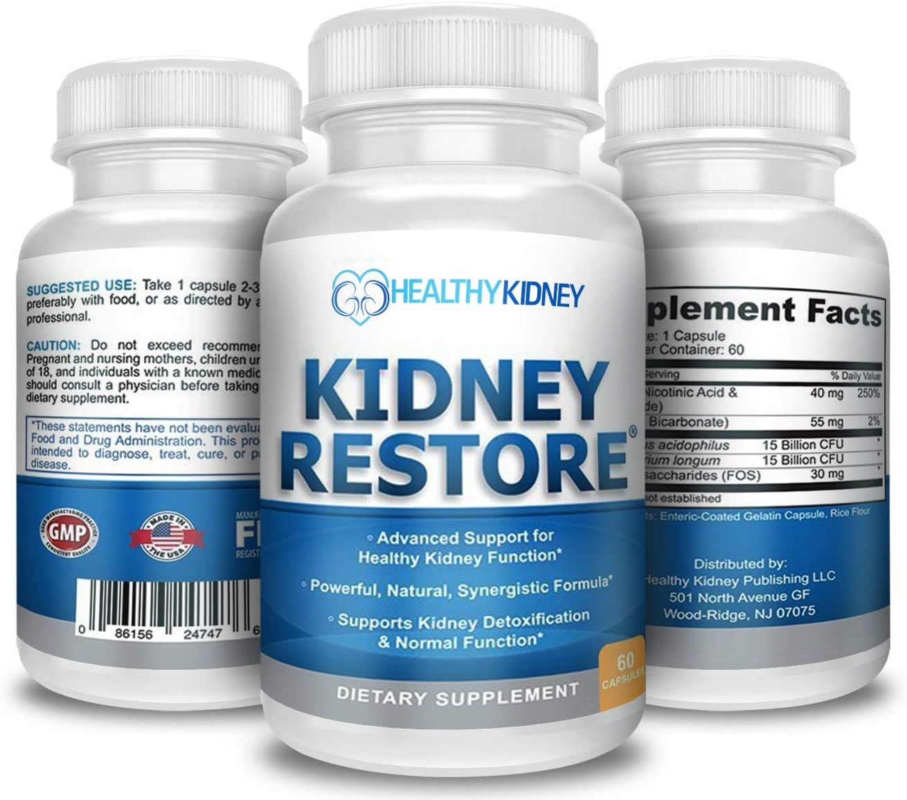 3 Pack Kidney Restore: Natural Cleanse for Kidney Function & Detox, Advanced Formula to Boost Health - 60 Capsules