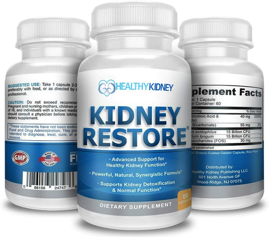 3 Pack Kidney Restore: Natural Cleanse for Kidney Function & Detox, Advanced Formula to Boost Health - 60 Capsules