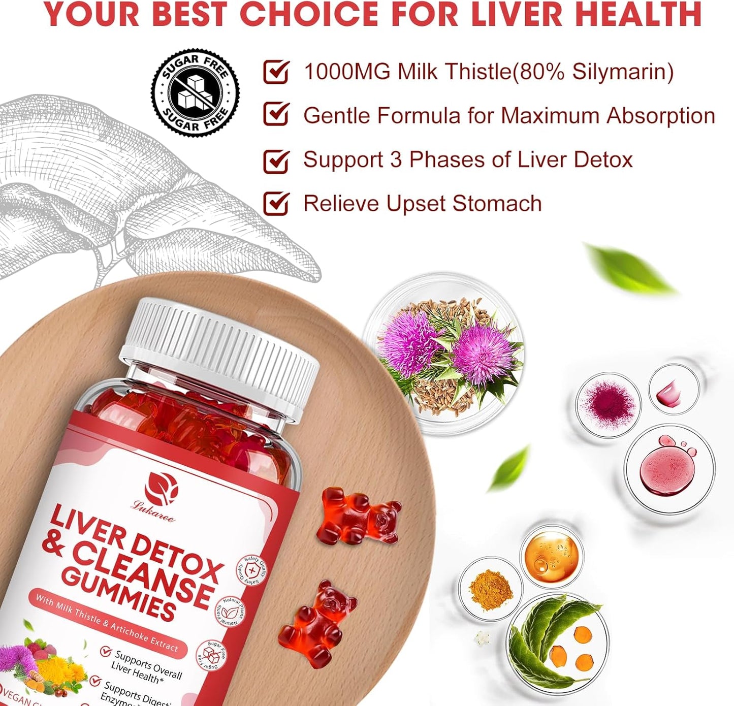 3-Pack Lukaree Liver Cleanse Detox Gummies & Vitamin B12 Sublingual Drops for Repair