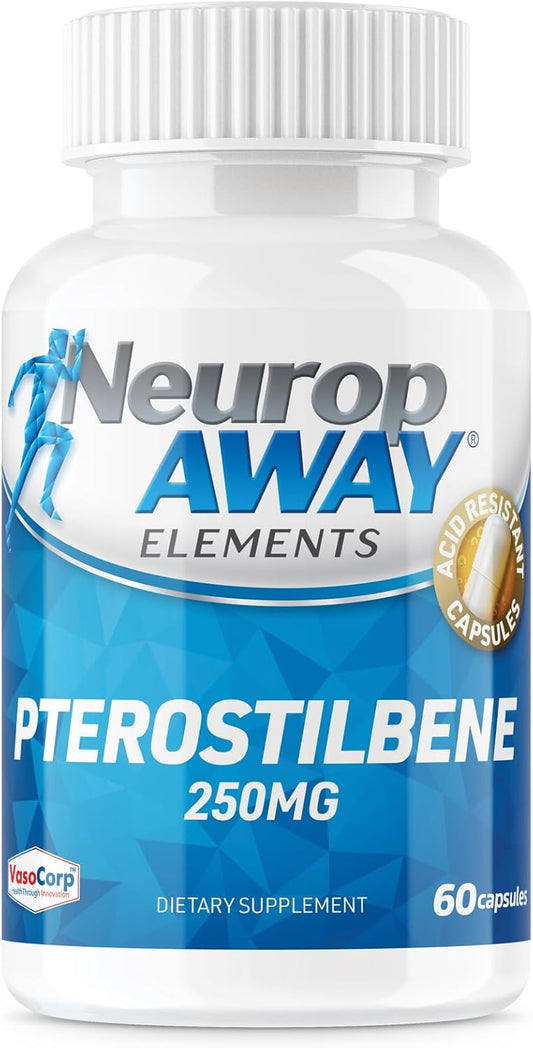 3 Pack NeuropAWAY Elements Pterostilbene Acid Resistant Capsules 750mg - 180 Capsules Total