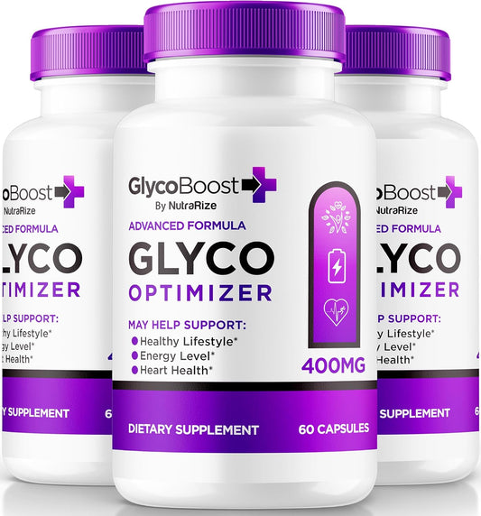 3 Pack NutraRize GlycoBoost Capsules - Natural Blood Support Formula for Healthy Levels, Blood Vessel Cleaner & Optimizer - 180 Capsules