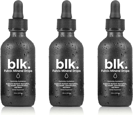 3-Pack of blk. PH 8+ Alkaline Water Drops with Electrolytes, Fulvic, and Amino Acids - 2oz. Bottle - Sugar-Free