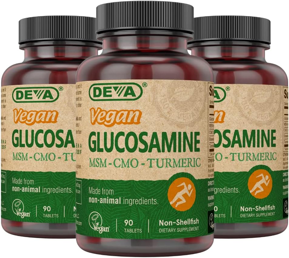 3 Pack of DEVA Vegan Vitamins Glucosamine, MSM-CMO Tablets - 90 Count