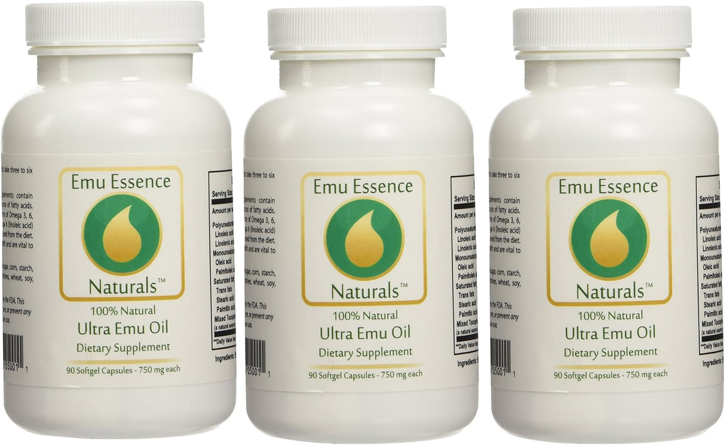 3 Pack of Emu Essence Ultra Emu Oil Dietary Supplements