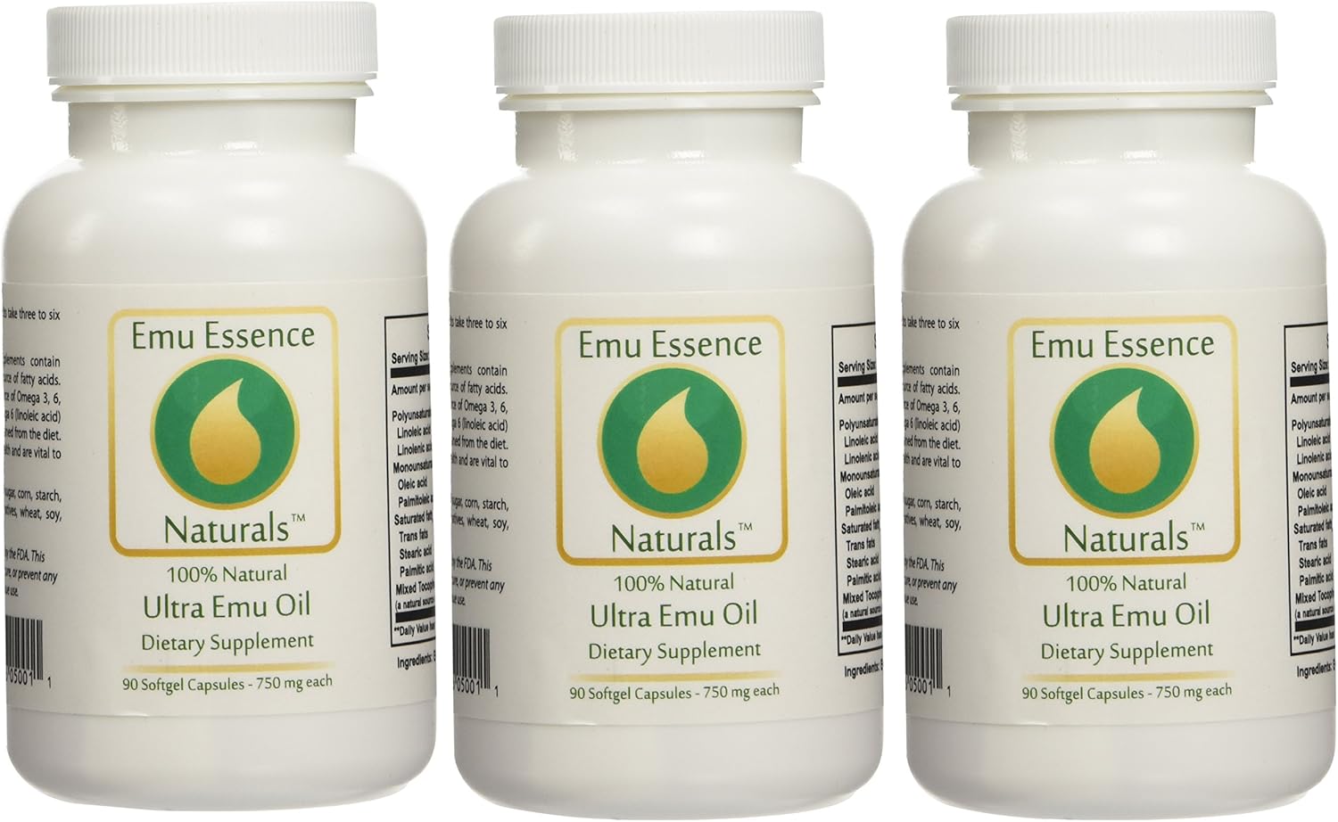 3 Pack of Emu Essence Ultra Emu Oil Dietary Supplements