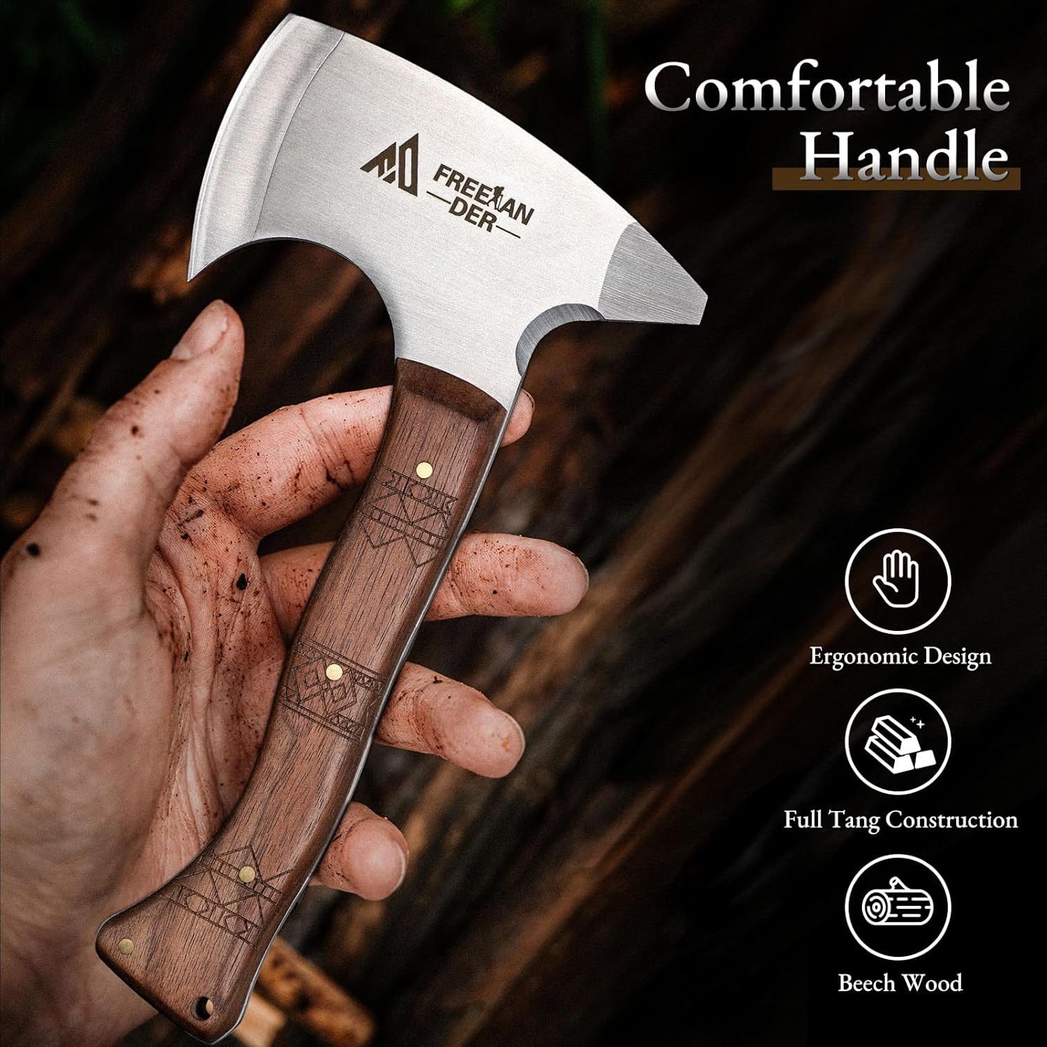 3 Pack of Freelander 8.3" Professional Viking Throwing Axes with Leather Sheath - High Carbon Stainless Steel Hatchets for Adults - Backyard Axe Throwing Game