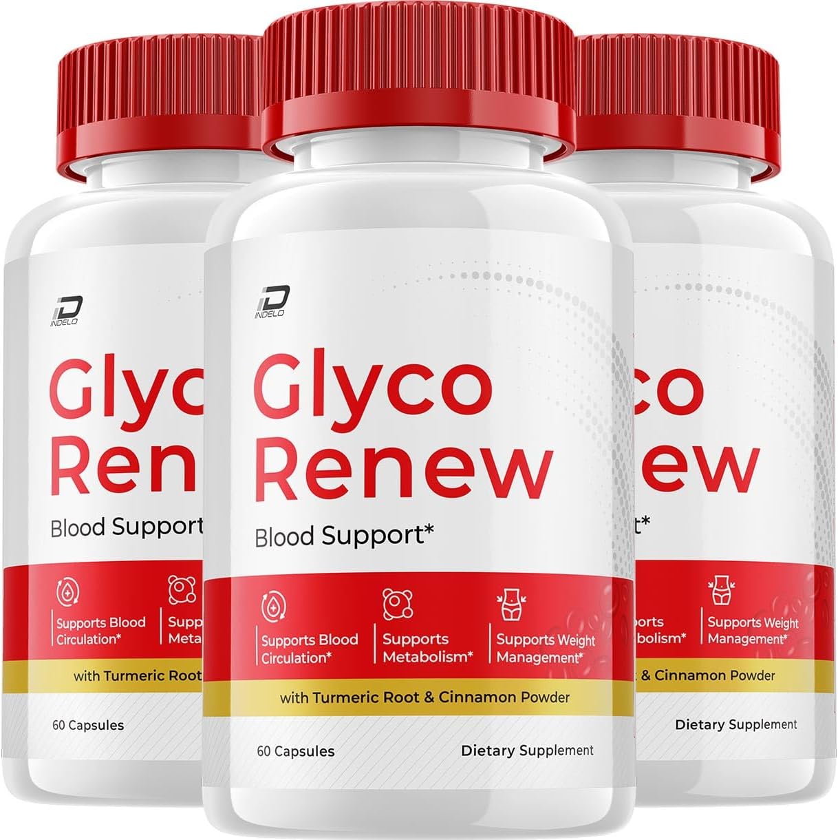 3 Pack of Indelo Glyco Renew Capsules - Natural Advanced Supplement for Healthy Glyco Levels - Maximum Strength Formula - 180 Capsules