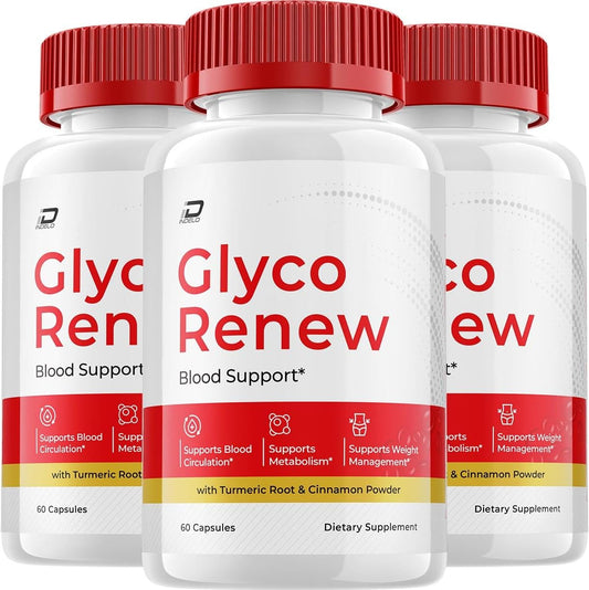 3 Pack of Indelo Glyco Renew Capsules - Natural Advanced Supplement for Healthy Glyco Levels - Maximum Strength Formula - 180 Capsules