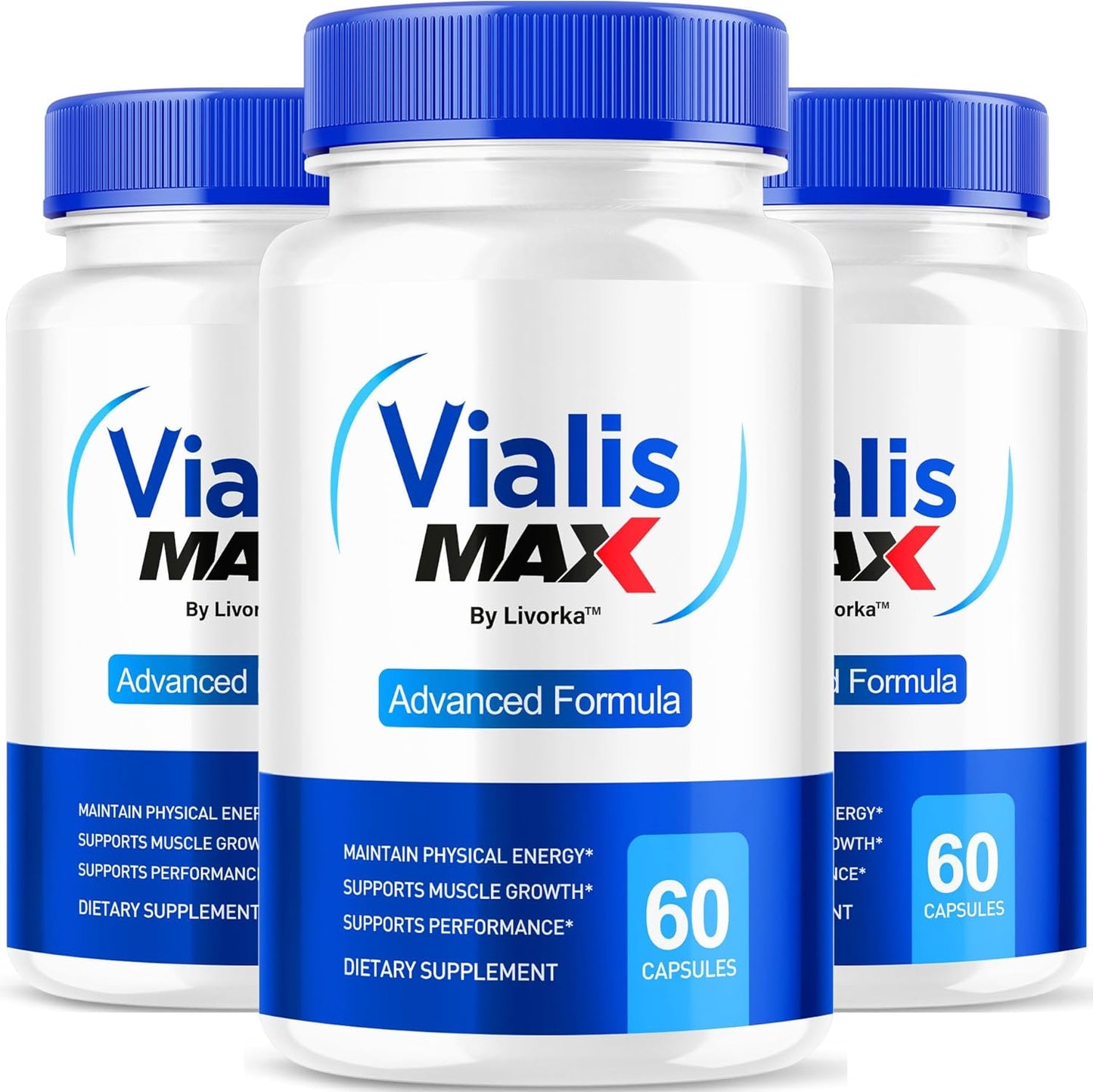3 Pack of LIVORKA Vialis Max Supplement Capsules for Men - 180 Capsules for 3 Months of Support