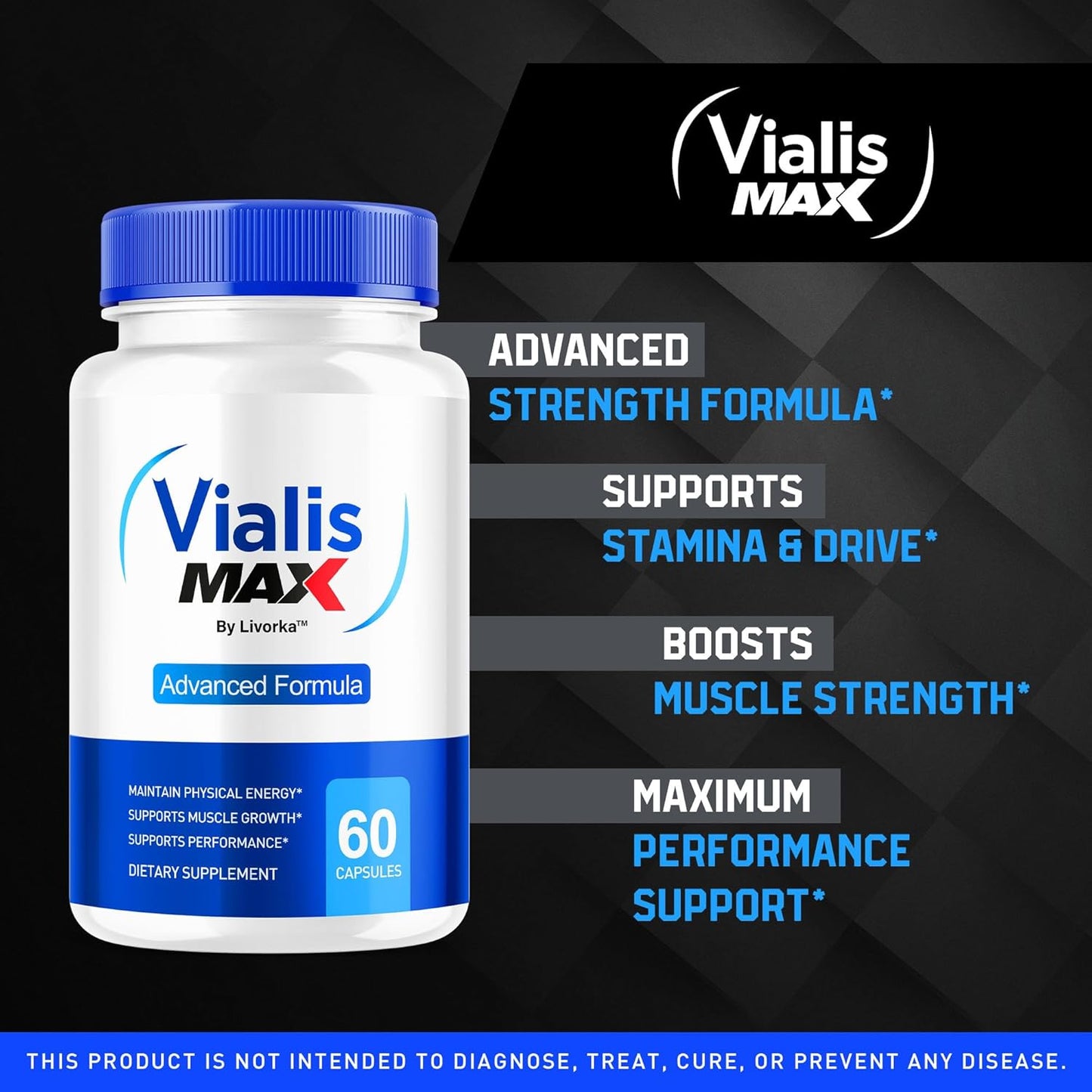3 Pack of LIVORKA Vialis Max Supplement Capsules for Men - 180 Capsules for 3 Months of Support