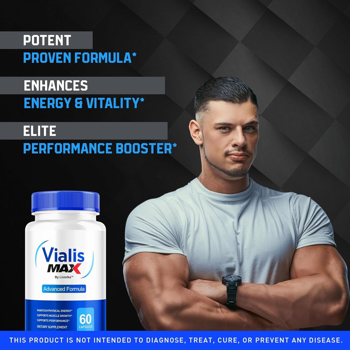 3 Pack of LIVORKA Vialis Max Supplement Capsules for Men - 180 Capsules for 3 Months of Support