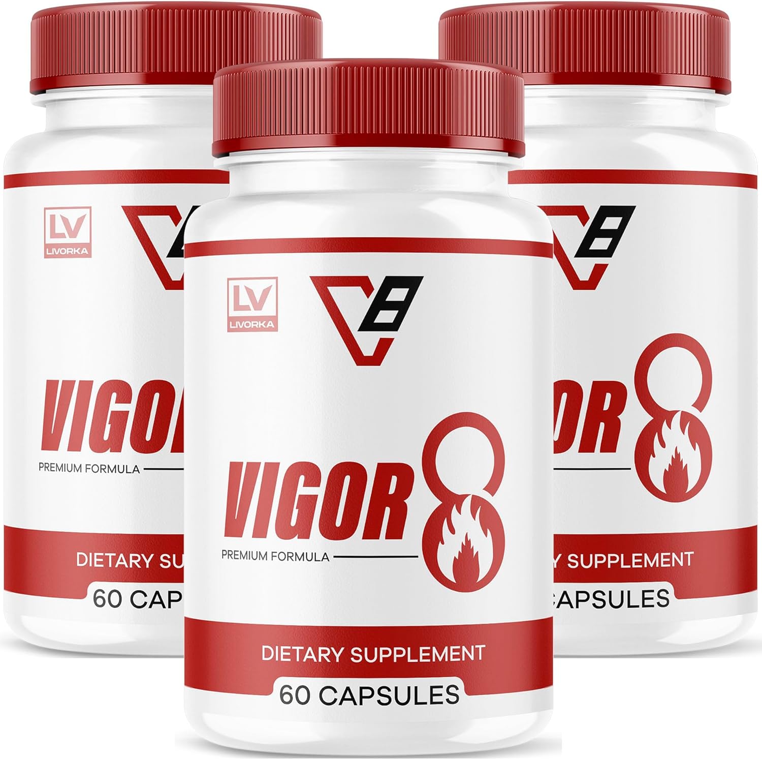 3 Pack of LIVORKA Vigor 8 Male Supplement Pills - Premium Formula with 180 Capsules for 3 Months