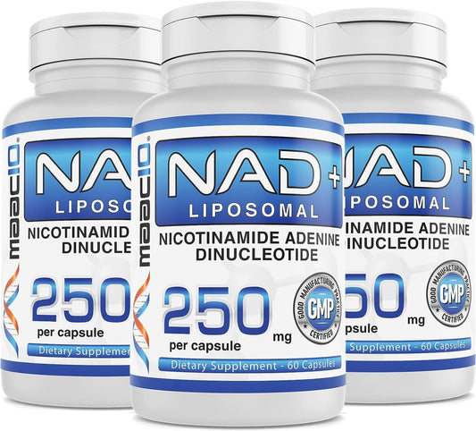 3 Pack of MAAC10 Liposomal NAD+ Capsules for Increased Energy and Fatigue Support - 180 Capsules x 250mg, Non-GMO, Gluten Free, Vegan