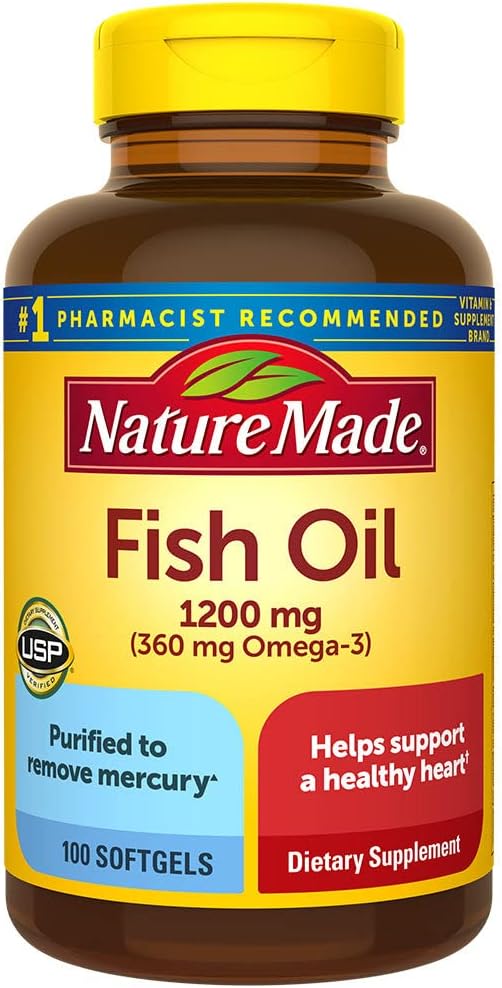 3 Pack of Nature Made Fish Oil Softgels - 1200mg, 360mg Omega-3 - 100 Liquid Softgels