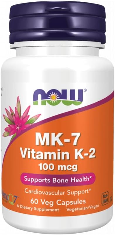 3 Pack of NOW Foods MK-7 Vitamin K-2 100 mcg Veg Capsules - 60 Count