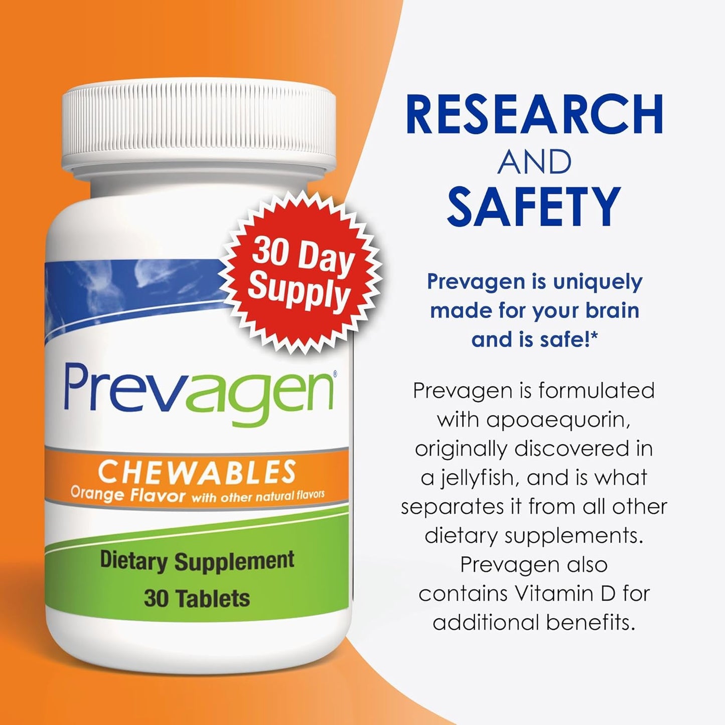 3-Pack of Prevagen Regular Strength Chewables with Apoaequorin, Vitamin D, and Pill Minder - 30 Count