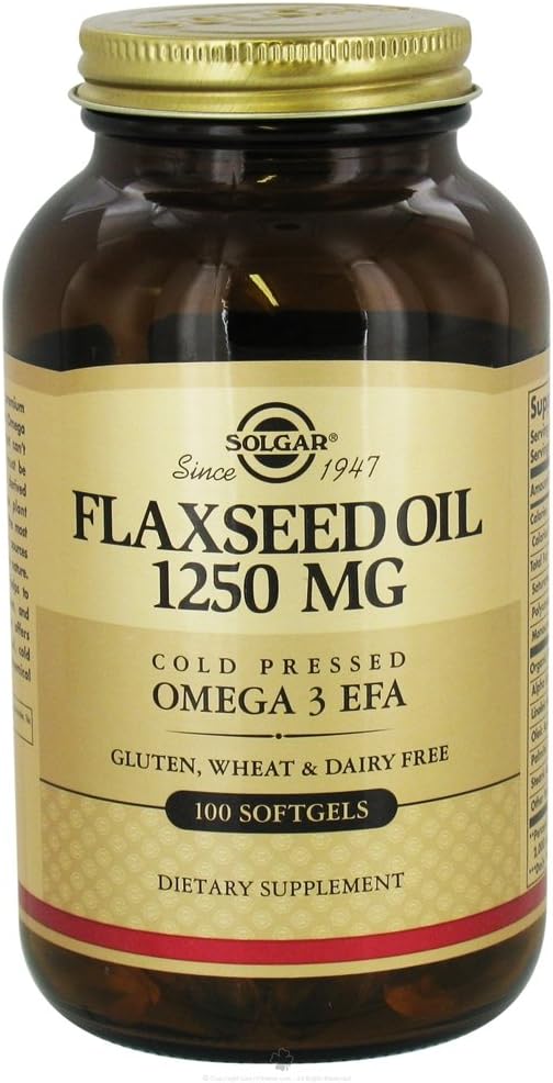 3-Pack of SOLGAR Flaxseed Oil Softgels 1250mg - Total of 300 Softgels