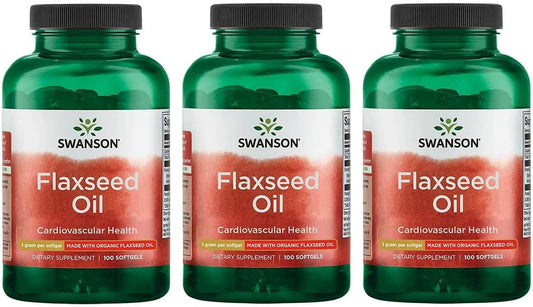 3 Pack of Swanson Flaxseed Oil (Omegatru) 1000mg Softgels - Omega-3 Fatty Acids Supplement
