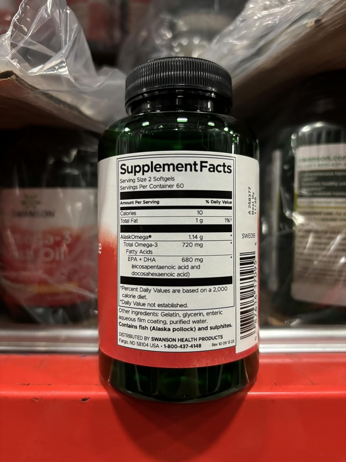 3 Pack of Swanson High Concentrate Omega-3 Fish Oil Softgels - 120 Softgels, 680mg Each - Essential Fatty Acids Supplement