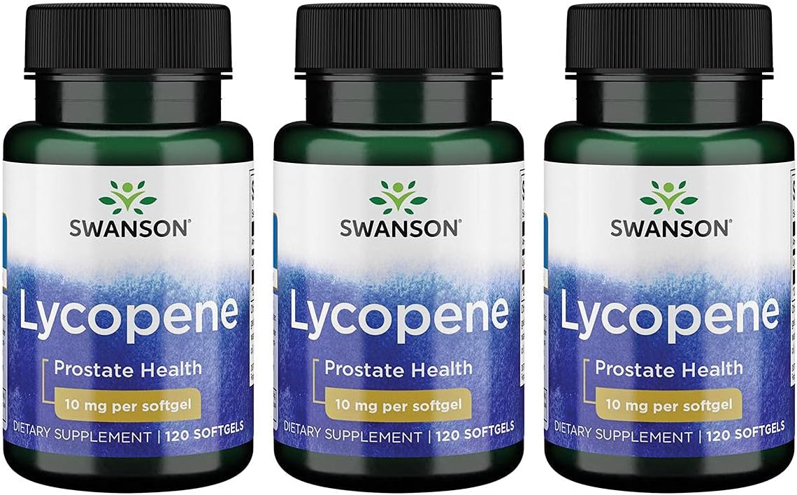 3 Pack of Swanson Lycopene 10 mg Softgels, 120 Count