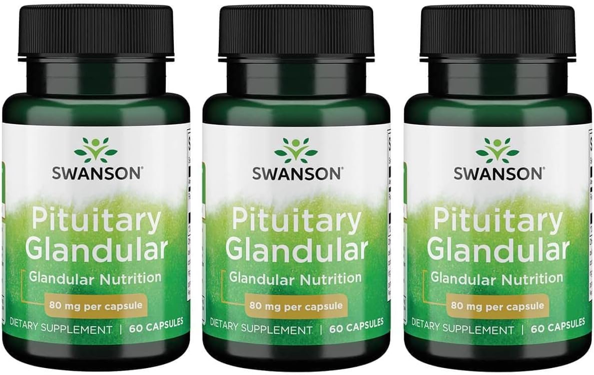 3 Pack of Swanson Raw Pituitary Glandular Capsules - 80mg each - 60 Capsules