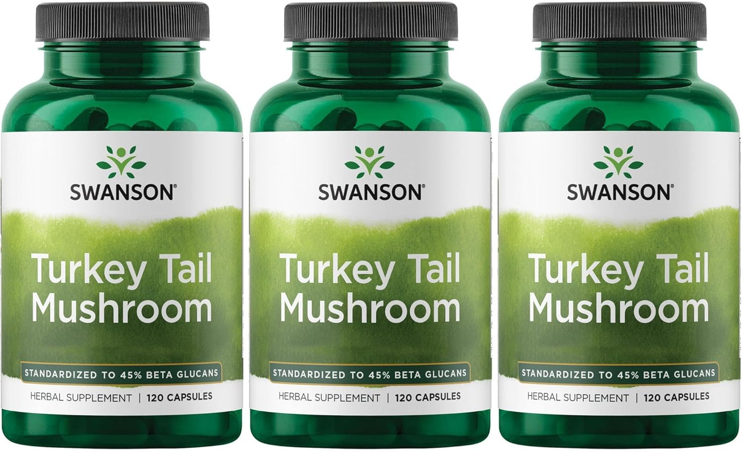 3 Pack of Swanson Turkey Tail Mushroom Herbal Supplement Capsules - 500 mg Natural Formula - Immune Support Booster