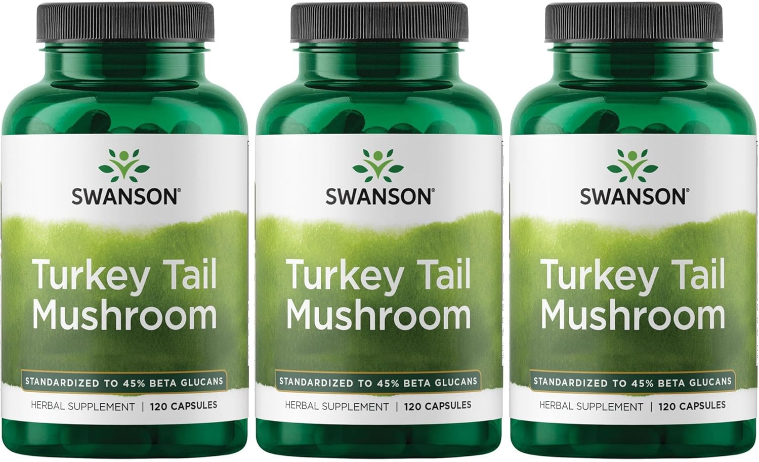 3 Pack of Swanson Turkey Tail Mushroom Herbal Supplement Capsules - 500 mg Natural Formula - Immune Support Booster