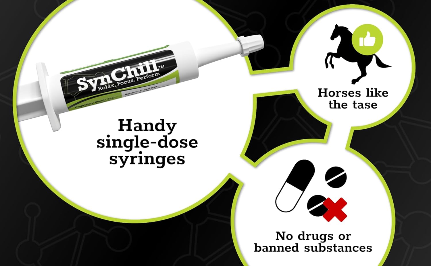3-Pack of SynNutra Equine SynChill Oral Horse Calming Gel - Natural Supplement for Focus & Performance, Olympic Approved