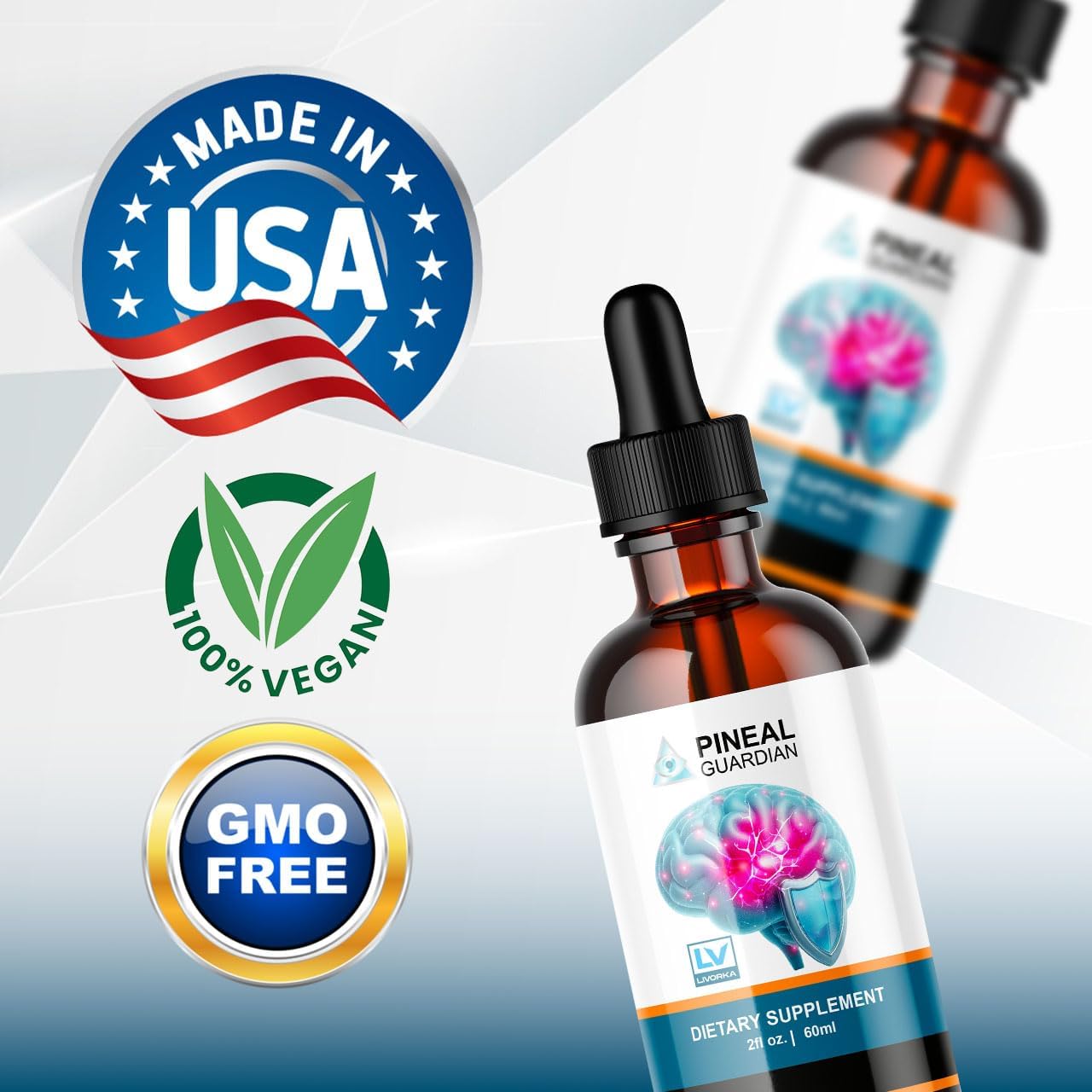 3-Pack Pineal Guardian Liquid Drops - Advanced Formula for Memory Support - 90 Day Supply