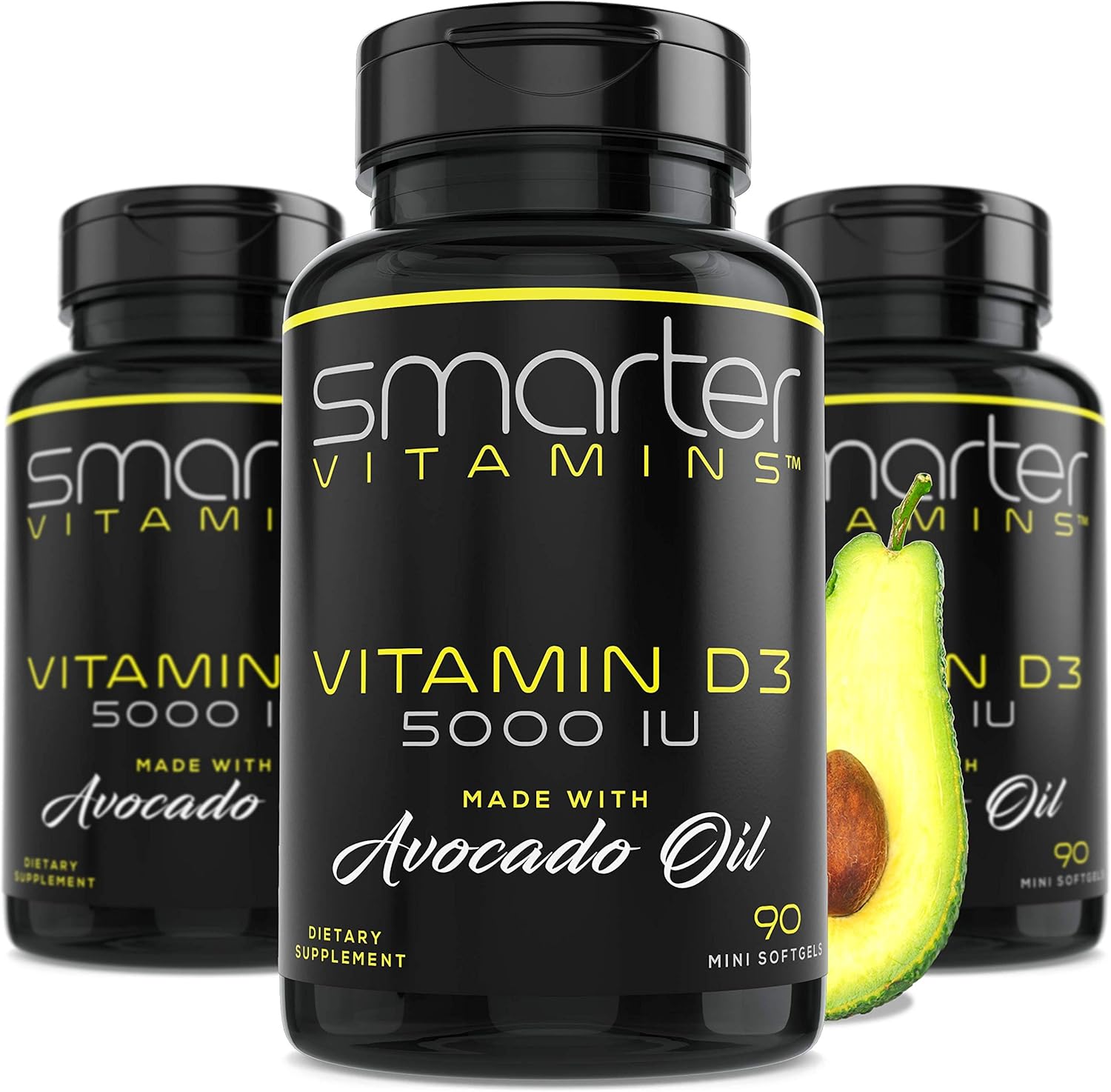 3 Pack SmarterVitamins Vitamin D3 5000 IU in Avocado Oil Softgels - 270 Mini Softgels