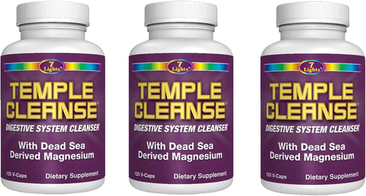 3-Pack Special: 7 Lights Temple Cleanse - Magnesium & Oxygen Colon Cleanse Detox, Gentle Relief from Constipation, Body Detox for Women & Men