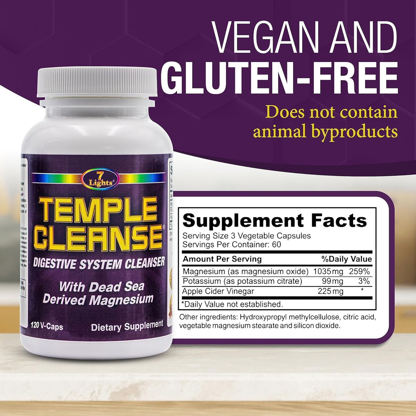 3-Pack Special: 7 Lights Temple Cleanse - Magnesium & Oxygen Colon Cleanse Detox, Gentle Relief from Constipation, Body Detox for Women & Men