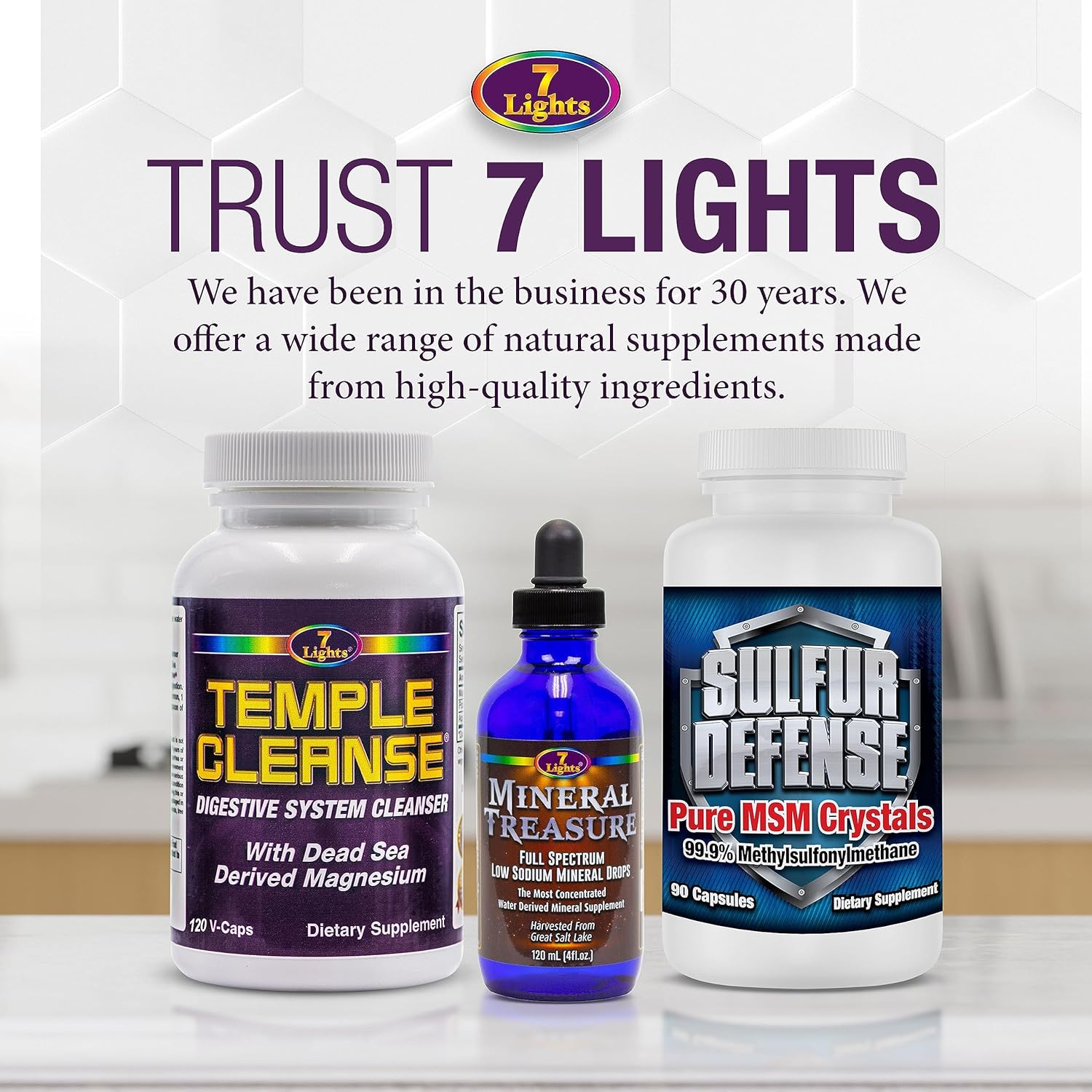 3-Pack Special: 7 Lights Temple Cleanse - Magnesium & Oxygen Colon Cleanse Detox, Gentle Relief from Constipation, Body Detox for Women & Men