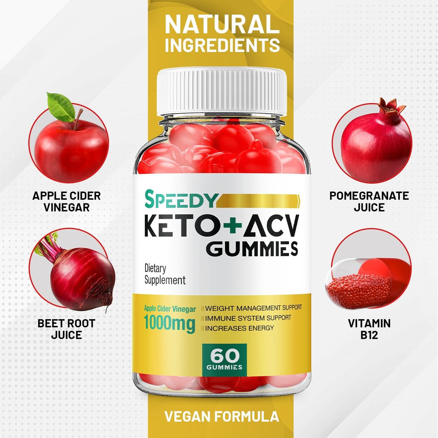 3 Pack Speedy Keto Plus ACV Gummies - Advanced Formula Apple Cider Vinegar Dietary Supplement for Men and Women (180 Gummies)
