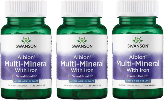 3 Pack Swanson Albion Chelated Multi-Mineral Glycinate Capsules - 120 Count