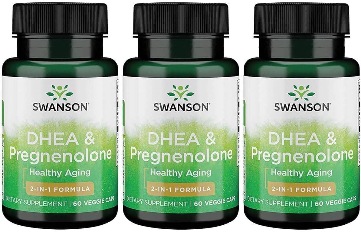 3-Pack Swanson DHEA and Pregnenolone Complex 60 Veg Capsules - Hormone Support Supplement