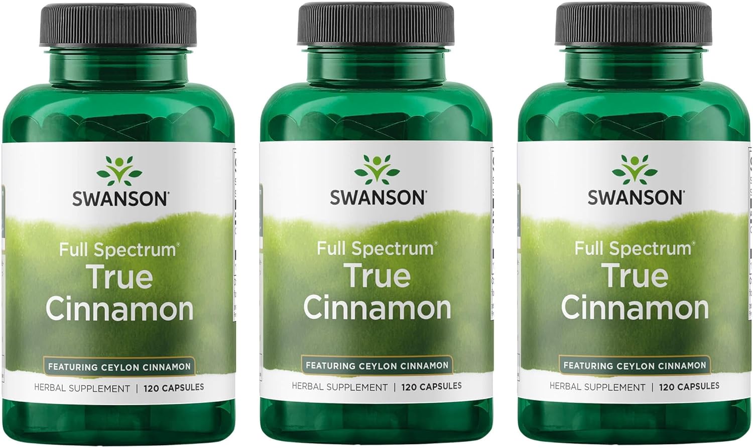 3 Pack Swanson Full Spectrum True Cinnamon Herbal Supplement Capsules (120 Capsules x 300mg)