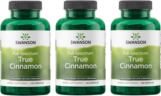 3 Pack Swanson Full Spectrum True Cinnamon Herbal Supplement Capsules (120 Capsules x 300mg)